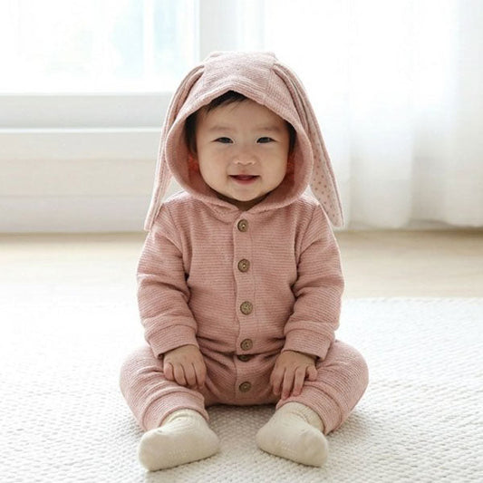 Hug Bunny Romper Korean infant romper in mango yellow made in Korea