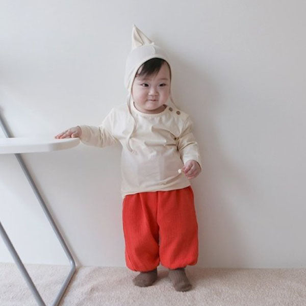 Everyday Pants Korean infant pants in cream made in Korea