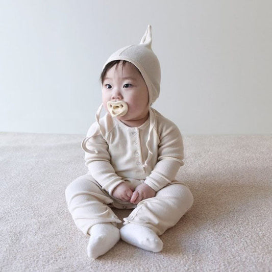 Cos Ribbed Romper Korean infant romper in yellow made in Korea