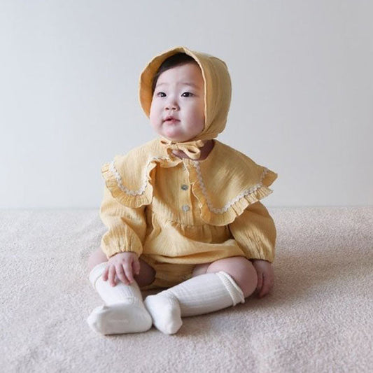 Ricotta Bodysuit Korean infant bodysuit in light yellow made in Korea