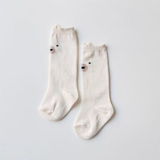 Bear Socks Korean infant accessory in ivory made in Korea