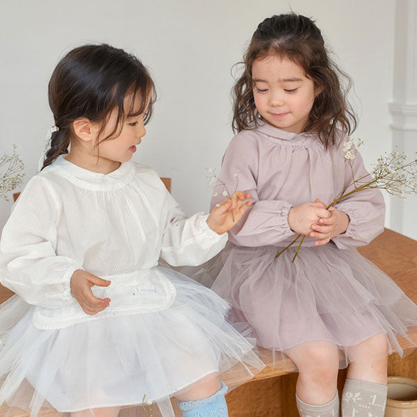 Melody Collar Blouse Korean toddler blouse in ivory made in Korea
