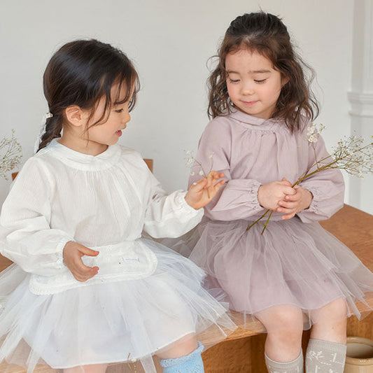 Melody Collar Blouse Korean toddler blouse in ivory made in Korea
