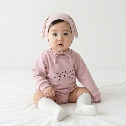 Bunny Bunny Bodysuit Korean infant bodysuit in pink made in Korea