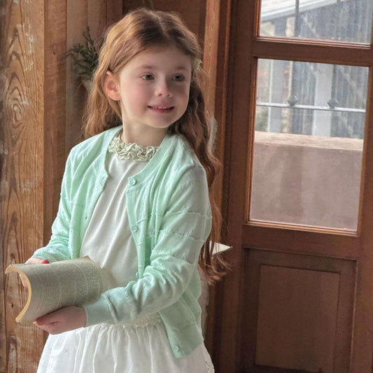 6013 Cardigan Korean toddler sweater in green made in Korea