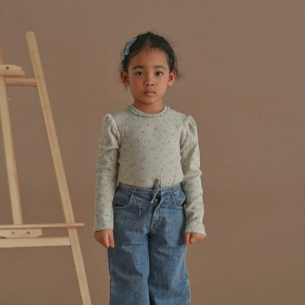Floral Lace Tee Korean toddler t-shirt in pink made in Korea