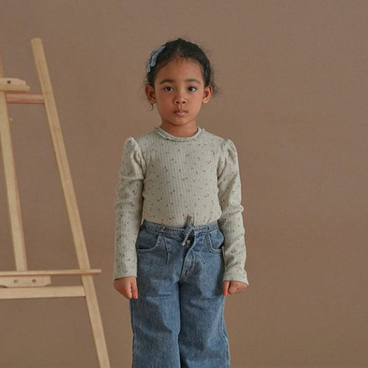 Floral Lace Tee Korean toddler t-shirt in pink made in Korea
