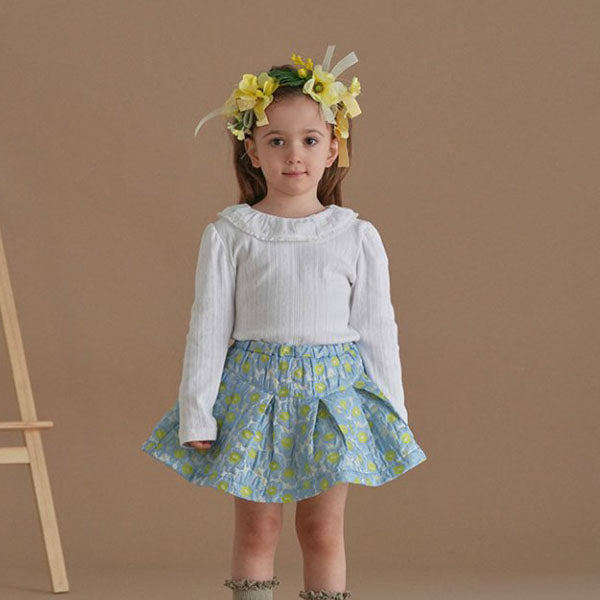 Jacquard Lace Tee Korean toddler t-shirt in white made in Korea