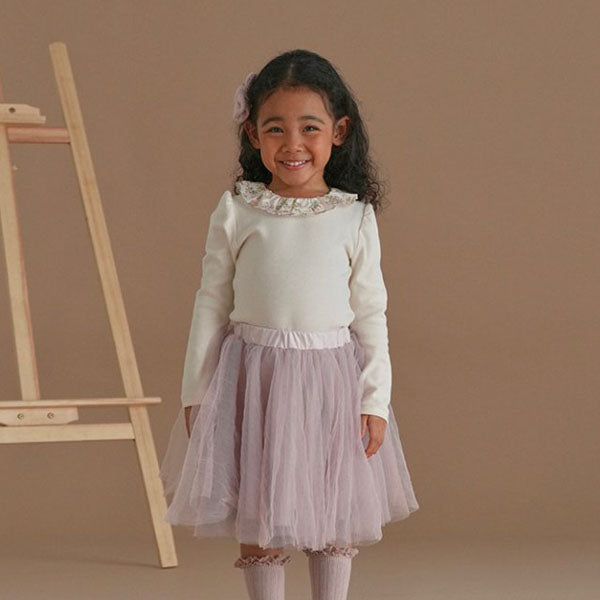 Lea Liberty Ruffle Tee Korean toddler t-shirt in ivory made in Korea