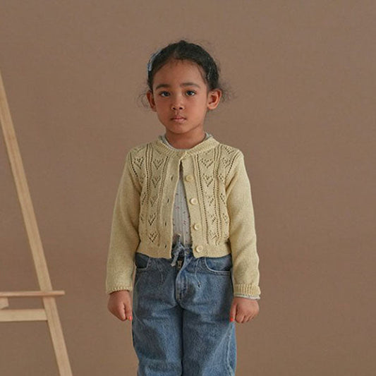 Twinkle Heart Cardigan Korean toddler sweater in pink made in Korea