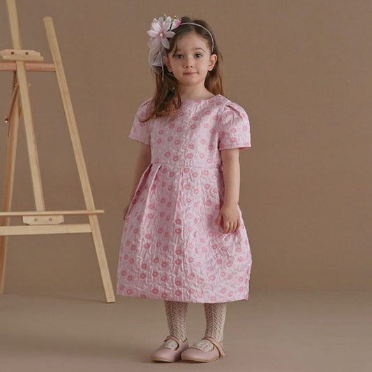 Ije Jacquard Dress Korean toddler dress in pink made in Korea