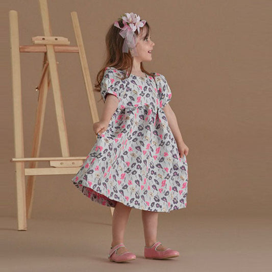 Aline Jacquard Dress Korean toddler dress in gray made in Korea