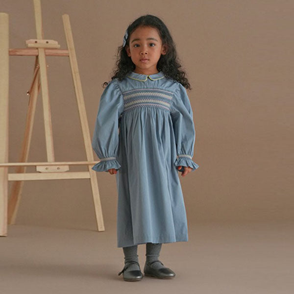 Lou Smocked Dress Korean toddler dress in pink made in Korea