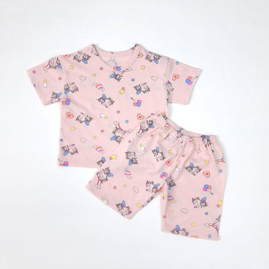 SS Stella Unicorn Top & Bottom Set Korean toddler loungewear in white made in Korea