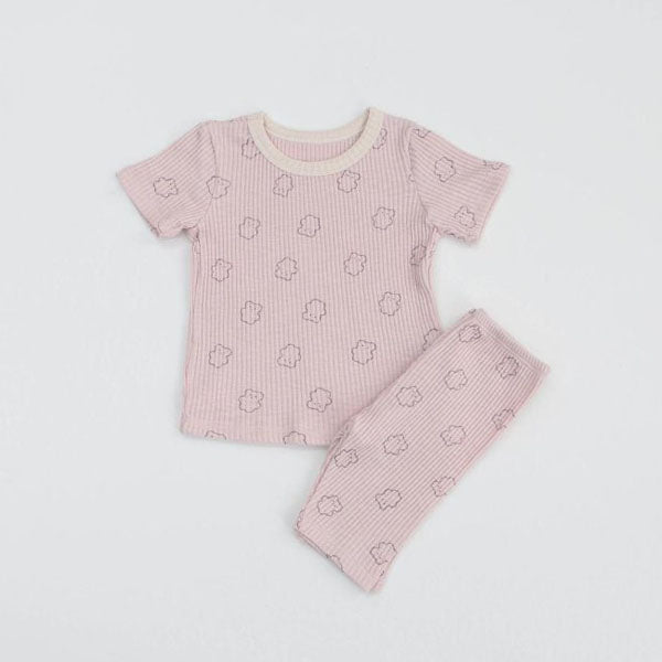 SS Jelly Bear Top & Bottom Set Korean toddler loungewear in cream made in Korea