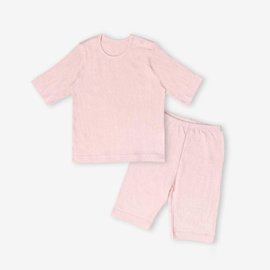 3/4-Length Yoru Ribbed Korean toddler loungewear in blue made in Korea