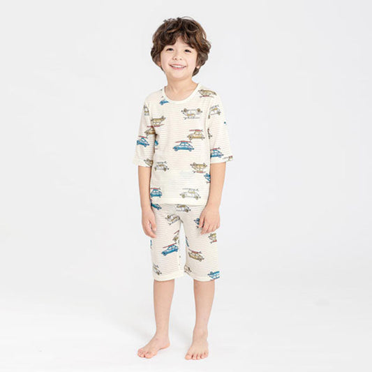 3/4-Length Jacquard - GoGo Beach Korean toddler loungewear in go go beach made in Korea