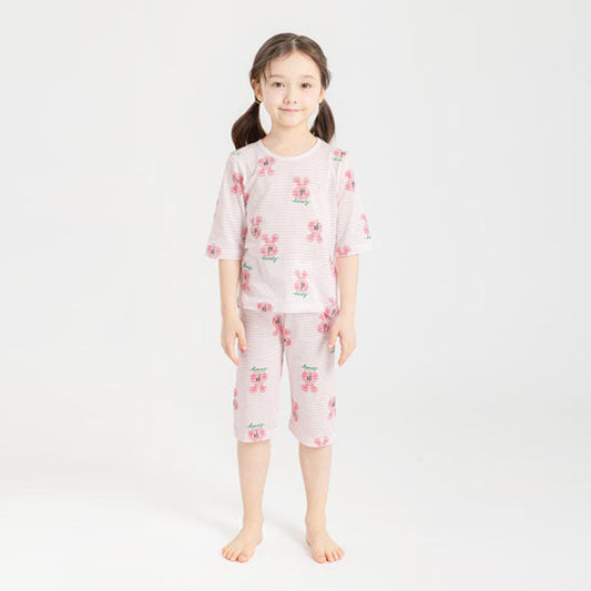 3/4-Length Jacquard - Love Bunny Korean toddler loungewear in love bunny made in Korea