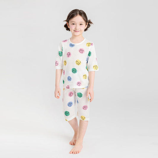 3/4-Length Jacquard - Color Smile Korean toddler loungewear in color smile made in Korea
