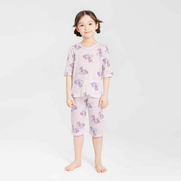 3/4-Length Jacquard - Petit Unicorn Korean toddler loungewear in petit unicorn made in Korea