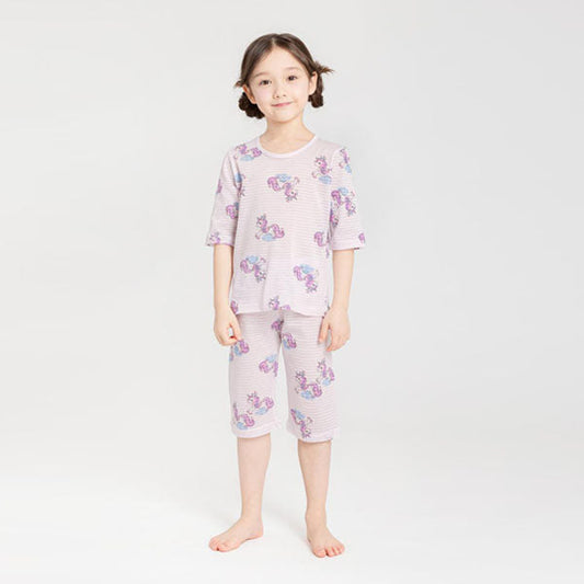3/4-Length Jacquard - Petit Unicorn Korean toddler loungewear in petit unicorn made in Korea