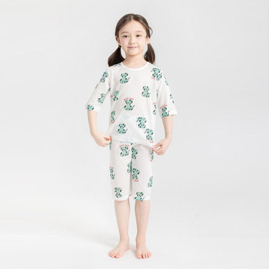 3/4-Length Jacquard - Happy Puppy Korean toddler loungewear in happy puppy made in Korea