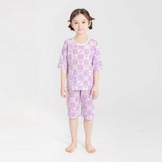 3/4-Length Jacquard - Summer Purple Korean toddler loungewear in summer purple made in Korea