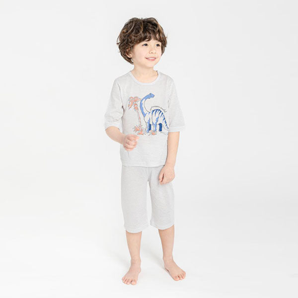 3/4-Length Jacquard - Dino Gray Korean toddler loungewear in dino gray made in Korea
