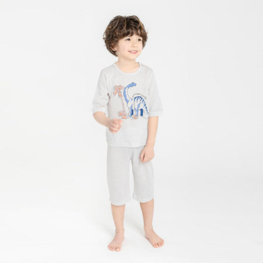 3/4-Length Jacquard - Dino Gray Korean toddler loungewear in dino gray made in Korea
