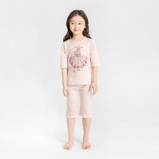 3/4-Length Jacquard - Princess Pink Korean toddler loungewear in princess pink made in Korea