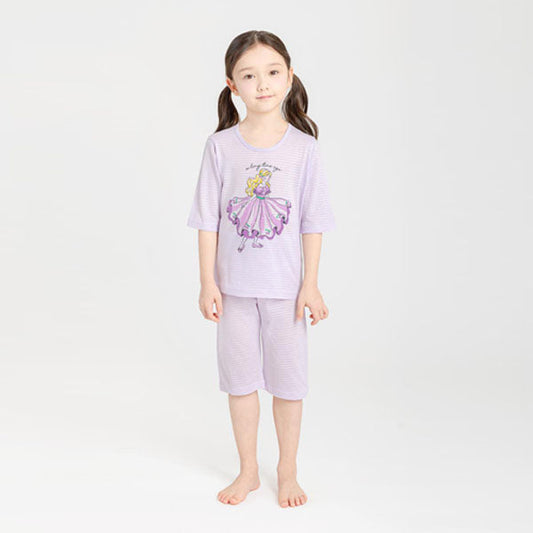 3/4-Length Jacquard - Princess Purple Korean toddler loungewear in princess purple made in Korea