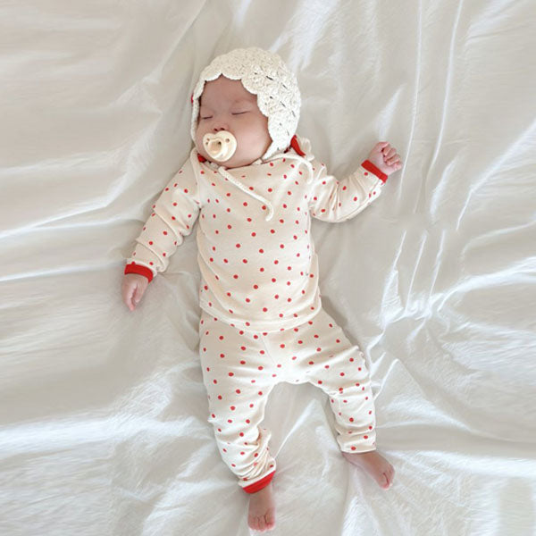 Bebe Rib Loungewear Korean infant loungewear in dot made in Korea