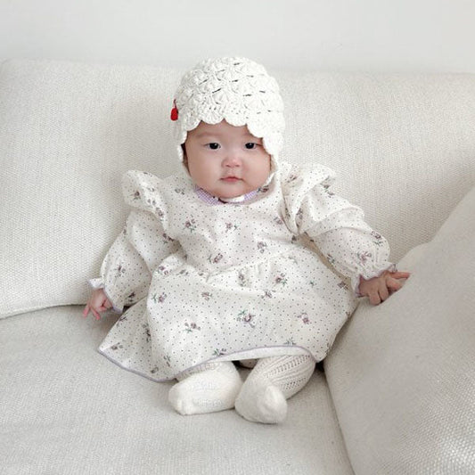 Binding Dress Bodysuit Korean infant bodysuit in dot made in Korea