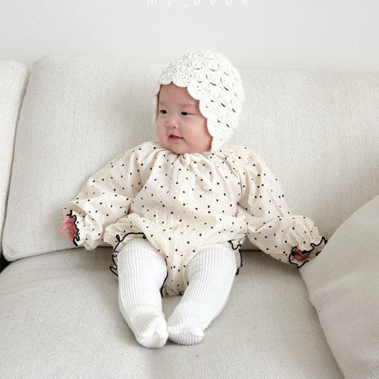 Polka Dot Bodysuit Korean infant bodysuit in red made in Korea