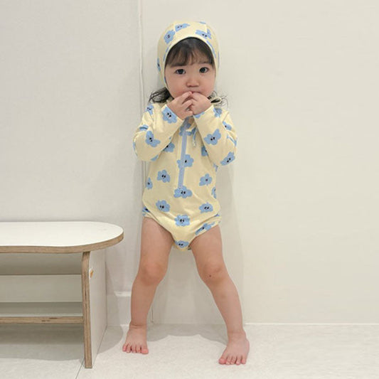 Zip-Up Rash Guard Korean infant rashguard in floral made in Korea