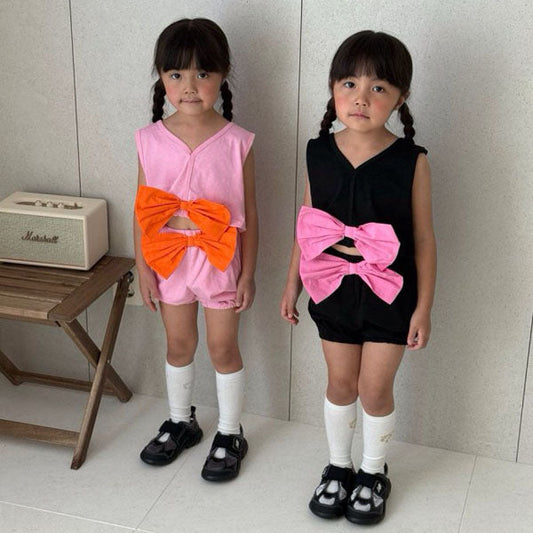 Ribbon Tank Top Korean toddler tank top in black made in Korea