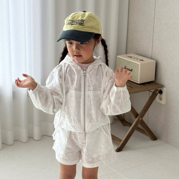 Lace Zip-Up Hoodie Korean toddler sweater in ivory made in Korea