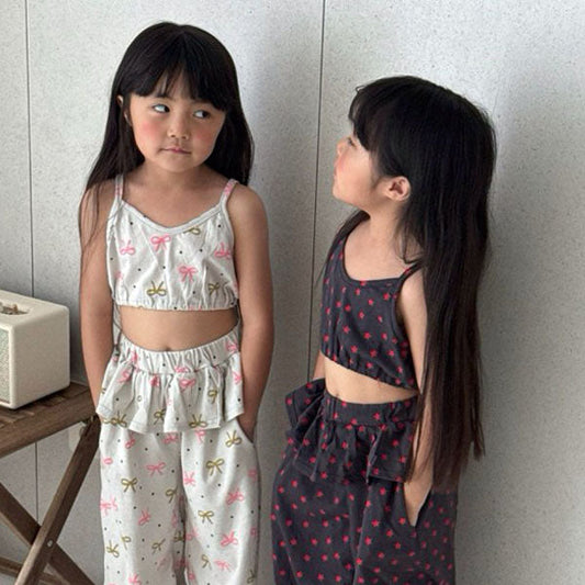 Pattern Tank Top Korean toddler tank top in charcoal star made in Korea