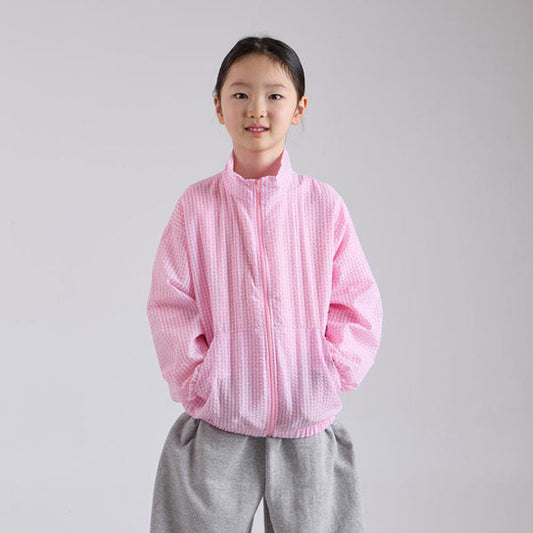 Seersucker Check Windbreaker Jacket Korean infant jacket in black made in Korea