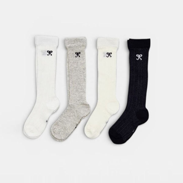 Ribbon 4-Piece Knee Socks Set Korean toddler accessory in 4 colors 1 set made in Korea