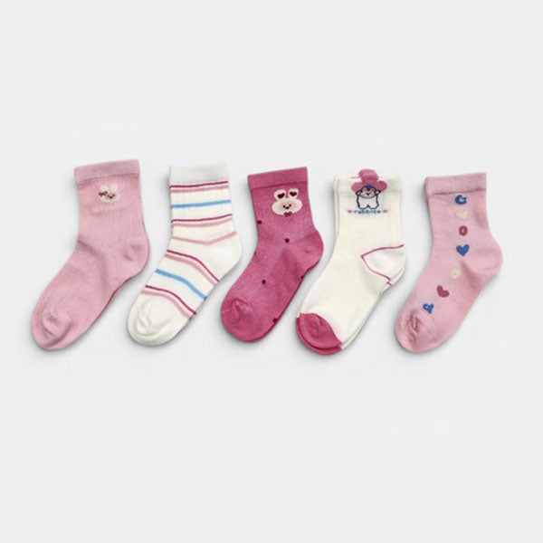 Heart Bunny 5-Piece Set Korean toddler accessory in 5 colors 1 set made in Korea
