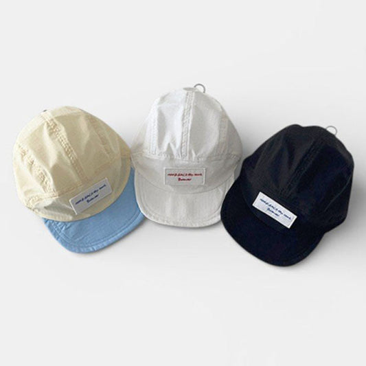 Square Lettering Camp Cap Korean kids accessory in black made in Korea