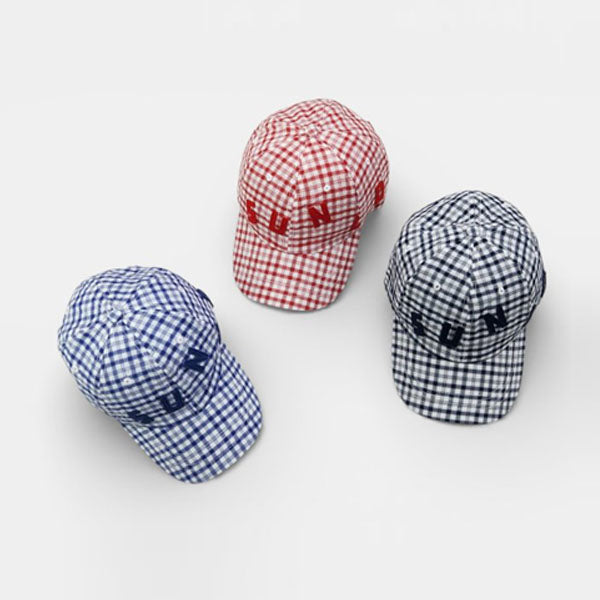 SUN Check Cap Korean kids accessory in navy made in Korea