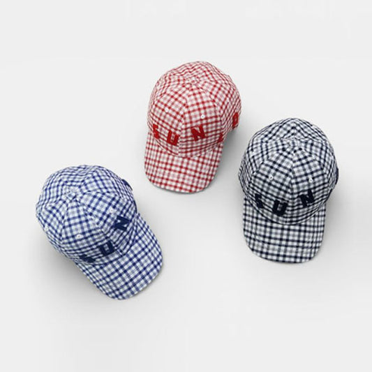 SUN Check Cap Korean kids accessory in navy made in Korea
