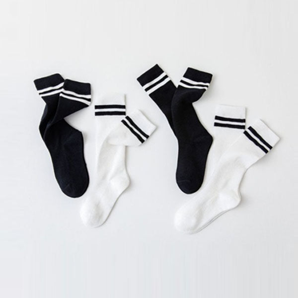 2-Stripe + 3-Stripe Knee Socks 4-Piece Set Korean toddler accessory in 2-line knee socks 2 pairs + 3-line knee socks 2 p