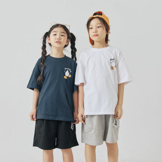 Duck Short Sleeve Tee Korean toddler t-shirt in navy blue made in Korea
