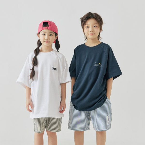 Face Short Sleeve Tee Korean toddler t-shirt in navy blue made in Korea