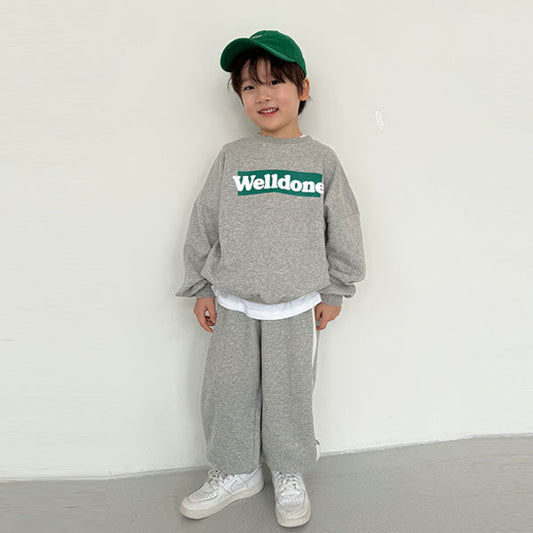 Welldone Line Set Korean toddler set in heather made in Korea