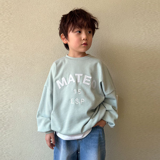 Matteo Patch Sweatshirt Korean toddler sweater in mint made in Korea