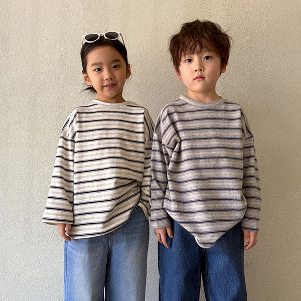 Cooking Stripe Tee Korean toddler t-shirt in heather made in Korea